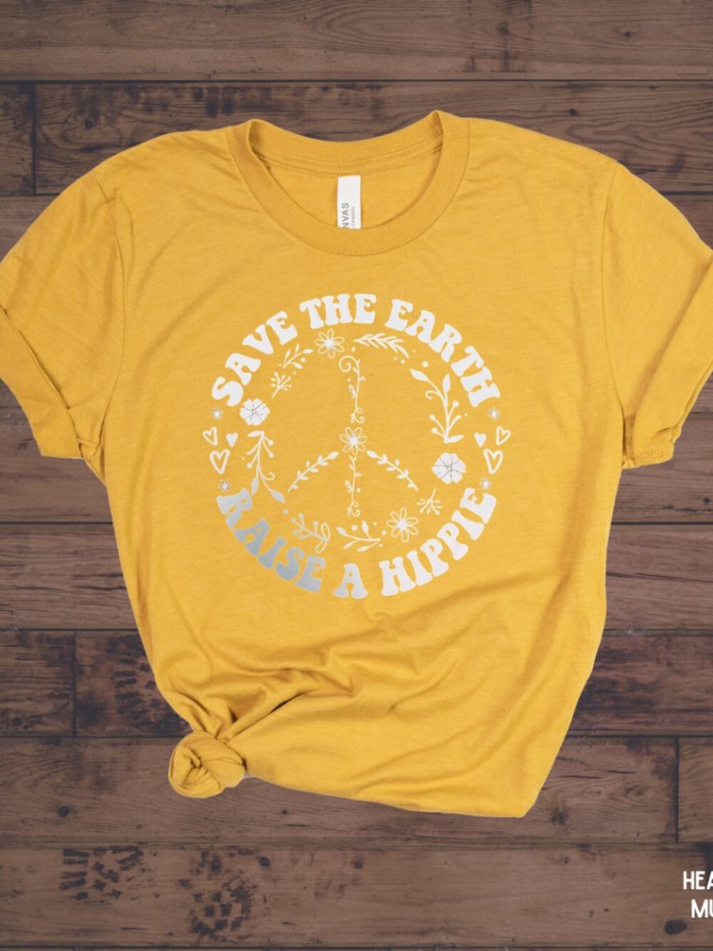 NWT Bella Canvas Save the Earth unisex Graphic Tee Mustard Size Small